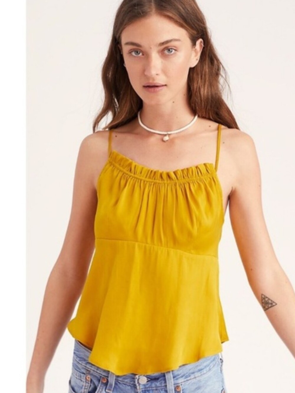 Free People Intimates  Mustard Yellow Spaghetti Strap Camisole Sz XS